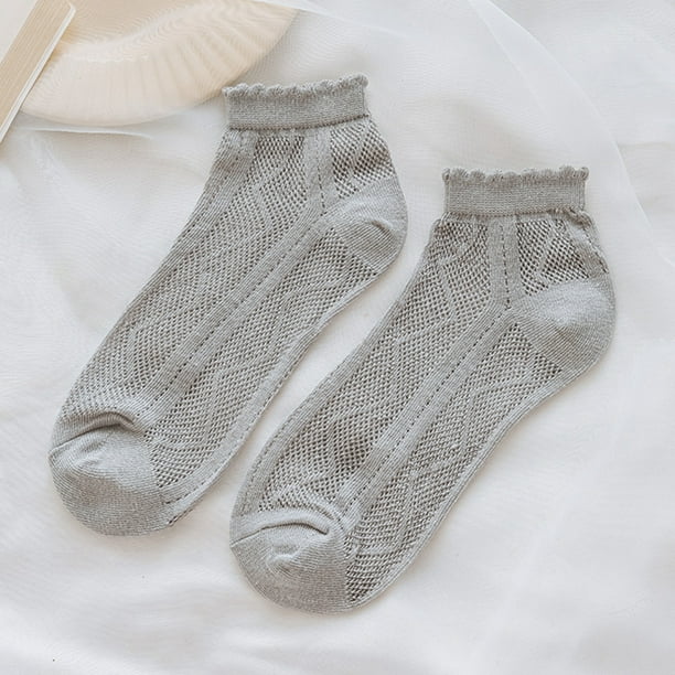 Solid Color Ankle Socks: 6 Pairs Simple Short Breathable Mesh