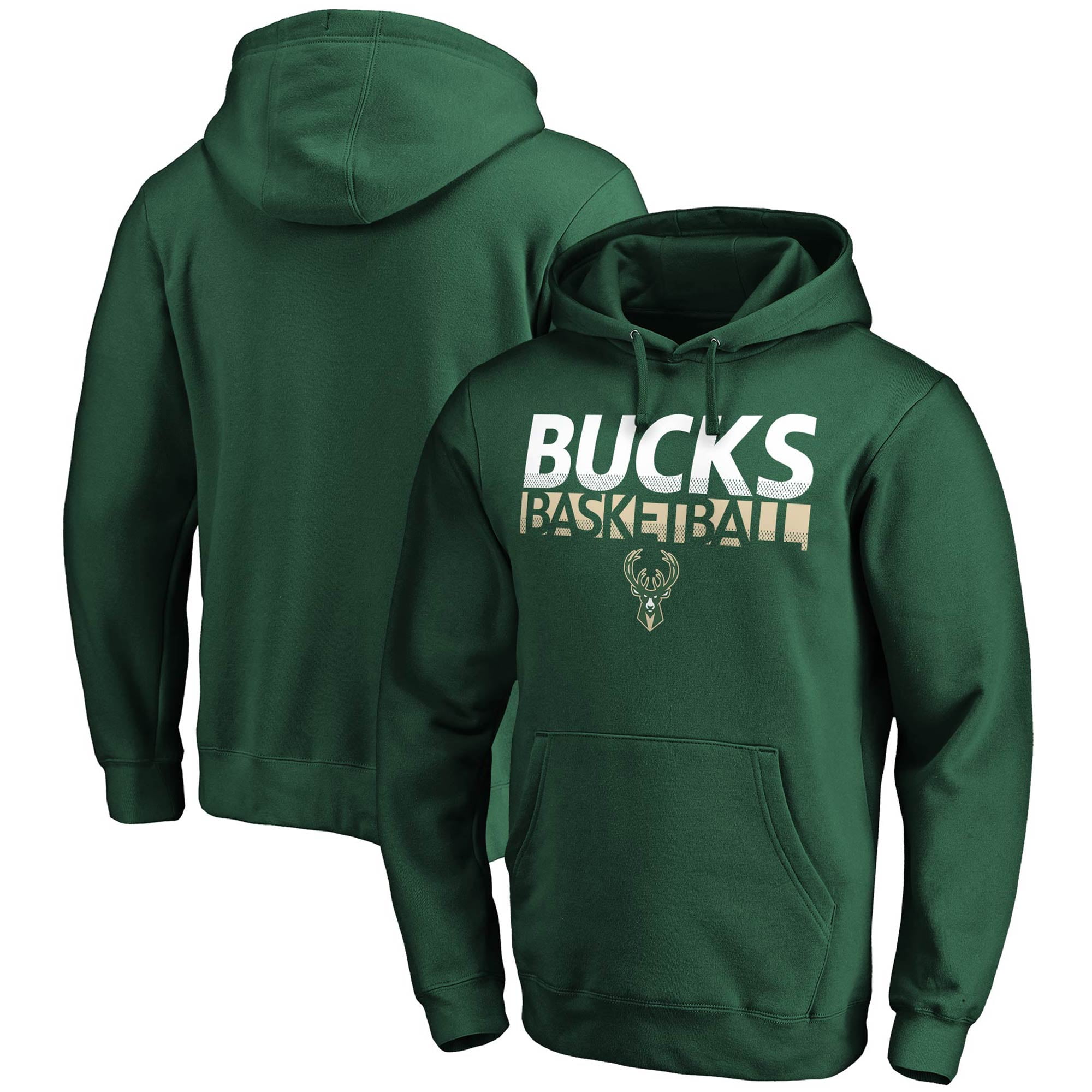 Men's Fanatics Branded Green Milwaukee Bucks Halftone Baseline Pullover ...