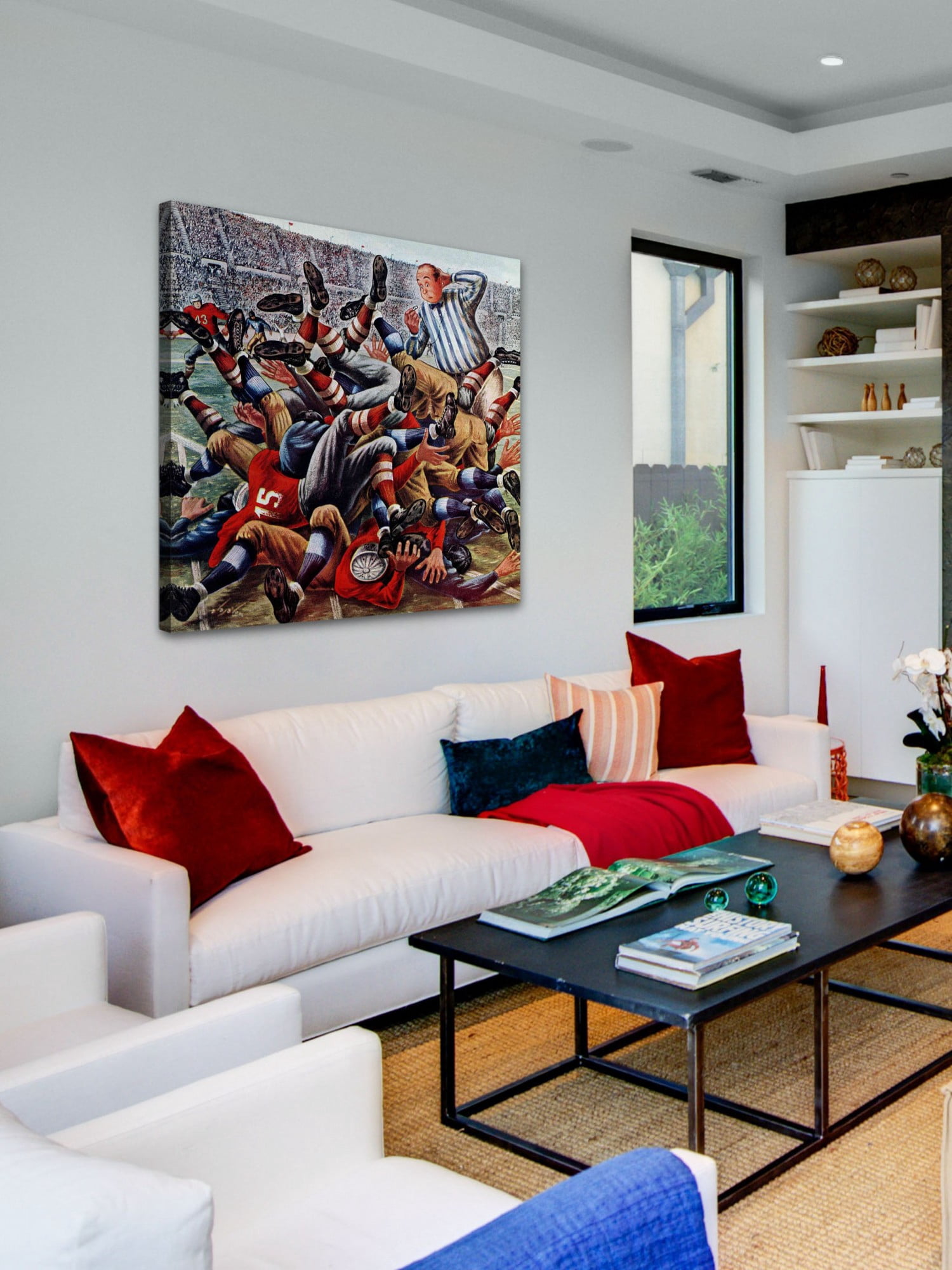 Marmont Hill Football Pile-up by Constantin Alajalov Painting Print on Canvas
