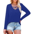 thumbnail image 2 of aidice Womens T Shirts for Casual Round Neck Long Sleeve Tops Fitting Comfy Solid Color Tee Shirts, 2 of 9