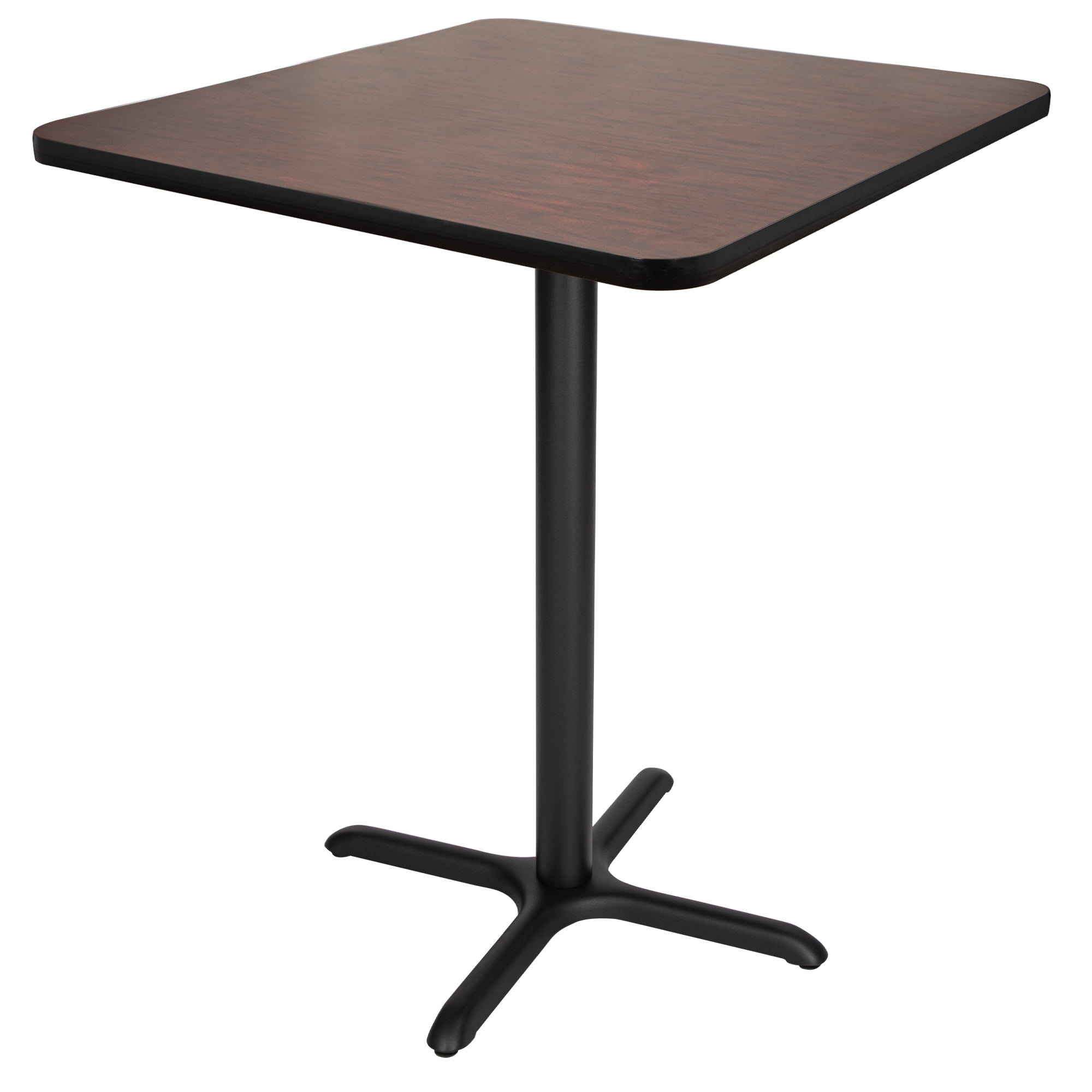 Hampden Furnishings Bennet Collection Steel Frame 36" Square Top, X Base, 42" Height Cafe Table, Black Frame/Mahogany Top