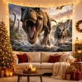 thumbnail image 3 of T-Rex Roaring in a Prehistoric River with Brachiosaurs, Energetic Illustration for Dinosaur Fans, Ancient Wildlife Art Halloween Gift Tapestry Wall Hanging for Bedroom and Living Room, 3 of 7