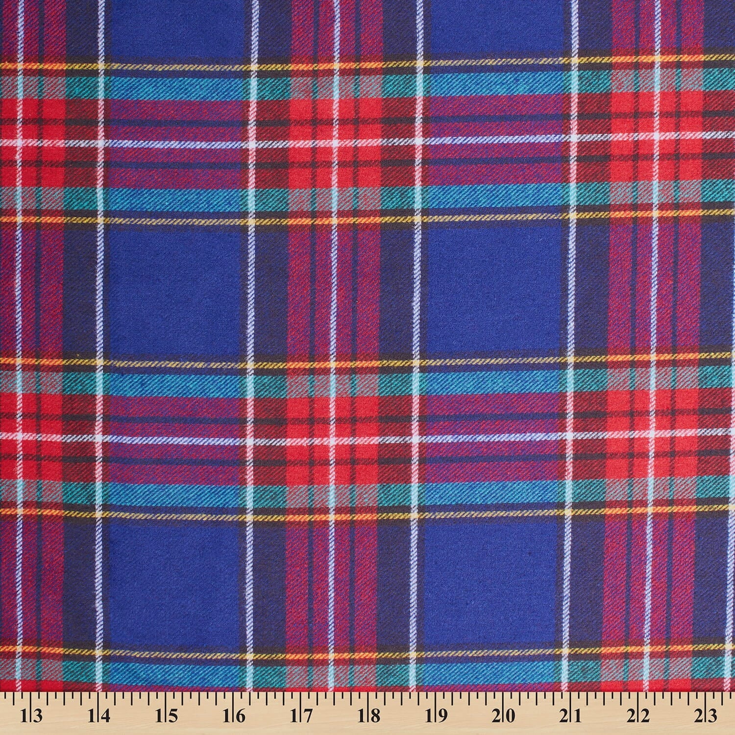 Flannel Brushed Tartan Plaid Fabric Geometric Hypoallergenic Cotton Tom Yarn Dyed Fabric By The Yard To Sew Apparel, Décor, & More - Royal Blue / Red (10 Yards)