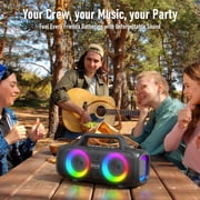 Portable Bluetooth Speaker IP65 Waterproof,140W Loud Sound,Bass Boost,Bluetooth 5.3, LED Lights,True Wireless Stereo Pairing,24H Playtime, for Home/Outdoor/Party/Beach, Fashionable Gift(Black)