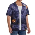 thumbnail image 2 of Gukieu Mystery House Halloween Night Print Men's Short-sleeved Shirts, Button-down Pocket Shirts, T-shirts, Beach Vacation Travel Summer Clothing-3X-Large, 2 of 5