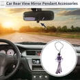 thumbnail image 2 of Unique Bargains 1 Pcs Artificial Crystal Sunflower Tassel Car Rear View Mirror Pendant Accessories Car Hanging Ornament Purple, 2 of 6