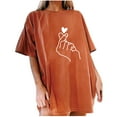 thumbnail image 1 of Hauts d'Été pour Femmes 2023 Mode pour Femmes Imprimé Love Col Rond Ample T-shirt à Manches Courtes Haut Blouse Chandail, 1 of 5