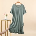 thumbnail image 2 of SROBPTY Womens Nightgowns Solid Short Sleeve Crew Neck Solid Sleepshirts, 2 of 5
