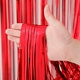 thumbnail image 2 of 3pcs 3.3ft x 6.6ft Red Metallic Tinsel Foil Fringe Curtains Photo Booth Props for Engagement Bridal Shower Bachelorette Baby Shower Bachelorette Holiday Celebration Party Decorations, 2 of 7
