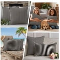 thumbnail image 5 of Black Striped Outdoor Pillow Covers, Waterproof Decorative Throw Pillowcases Set of 2, Modern Simple Farmhouse Beige Vintage Couch Cushion Cases with Zipper for Outside Patio Garden Sofa 20"x12", 5 of 9