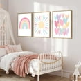 thumbnail image 4 of Hieng 3Pcs Pink Nursery Canvas Wall Art Rainbow Poster Kids Bedroom Baby Girls Toddler Pastel Wall Decor Prints Sun Boho Pink Sunshine Painting for Classroom School Nursery Decoration 12x16in, 4 of 6