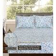 thumbnail image 5 of RUVANTI 100% Cotton Sheets California King Size - 4 Pieces Luxury Bed Sheets - All Seasons Soft & Breathable Sateen Sheets - 16'' Deep Pocket Snug Fit - Blue & Green Floral, Full, 5 of 8