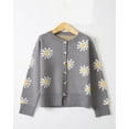 thumbnail image 3 of REDHOTYPE New Ladies Printed Sweater Small Autumn Chrysanthemum Embroidered Knit Long Sleeve Button Cardigan Jacket, 3 of 4