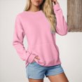 thumbnail image 3 of Towmus Casual Womens Sweatshirts Crewneck Long Sleeve Solid Tunic Tops Oversized Pullover Solid Sweatshirt for Women, 3 of 6