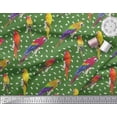 thumbnail image 3 of Soimoi Green Cotton Cambric Fabric Macaw Parrot Bird Printed Fabric 1 Yard 42 Inch Wide, 3 of 3