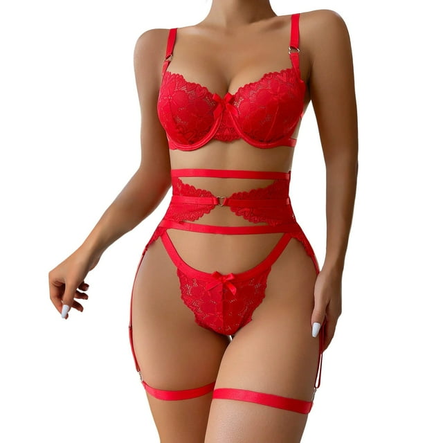 Gibobby Conjunto de lencería de encaje Lencería sexy babydoll para mujer, camisón halter, babydoll para mujer, lencería sexy para sexo(Rojo, CH)