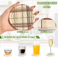 thumbnail image 2 of Yayeee 6 PCS Drink Coasters with Holder Set Woven Absorbent Round Tabletop Hot Pad, Cream Plaid, 2 of 7