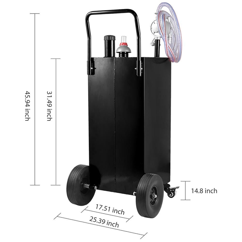 ACUMSTE 35 Gallon Fuel Tank Portable Gas Caddy Fuel Transfer Tank with Pump for The Car Boat Motorcycle Lawn Mowers Tractors,Hand Siphon 2 Pump Flat-Free Solid Rubber Wheels Gasoline Storage