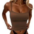 thumbnail image 2 of Women'S Tanks Camis Women'S Sexy Slim Fit Cropped Camisole Tank Top Stretchy Sleeveless V Neck Summer Casual T Shirt For Ladies Fashion Comfortable Coffee L, 2 of 6