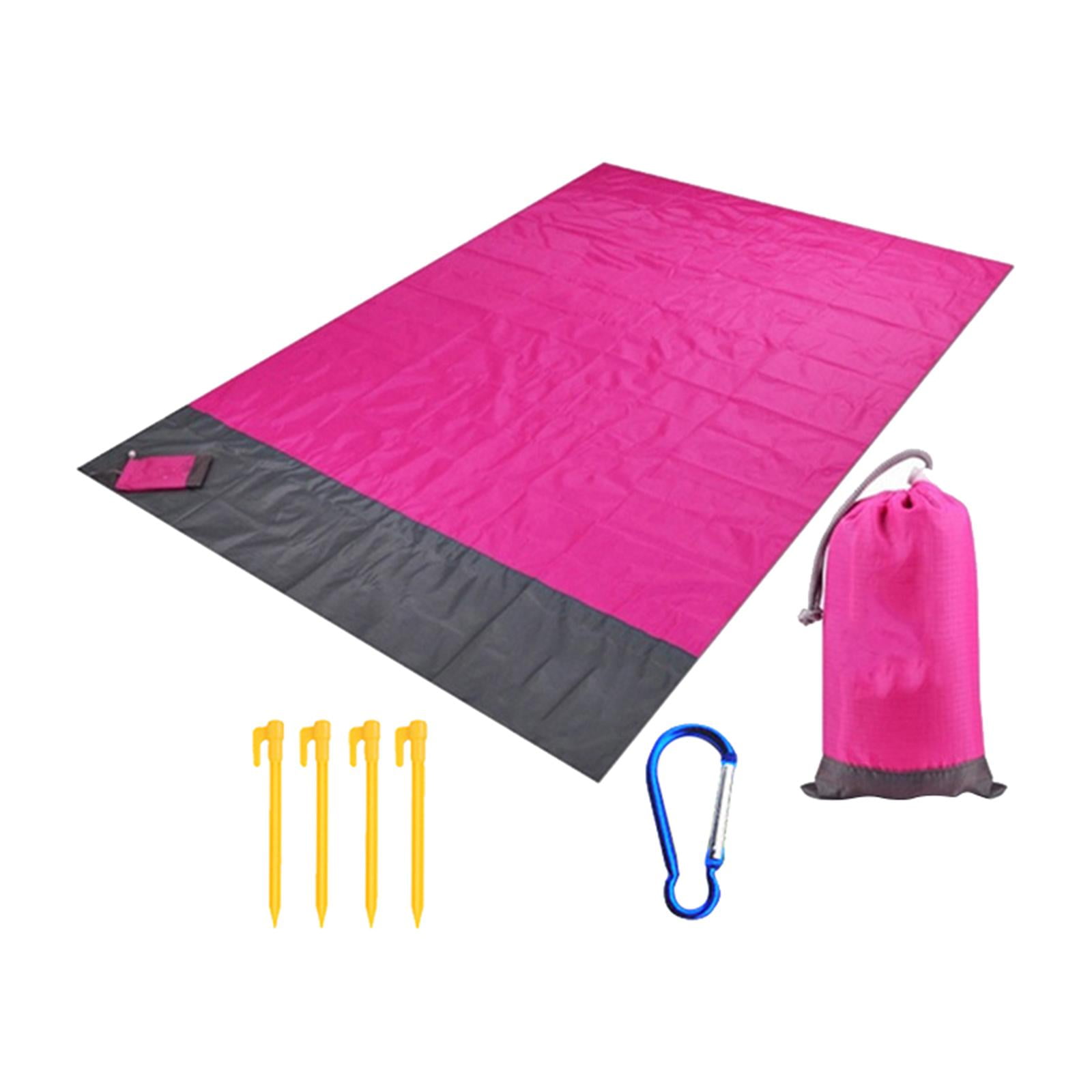 Beach Blanket Picnic Blanket Compact Folding Waterproof Outdoor Mat Camping Blanket Beach Mat for Travel Sporting Events Festival Rose Red 200cmx210cm