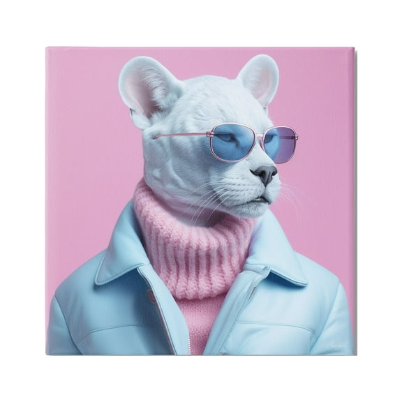 Stupell Industries Pastel Stylish Panther Animals & Insects Painting Gallery Wrapped Canvas Art Print Wall Art, 17 x 17