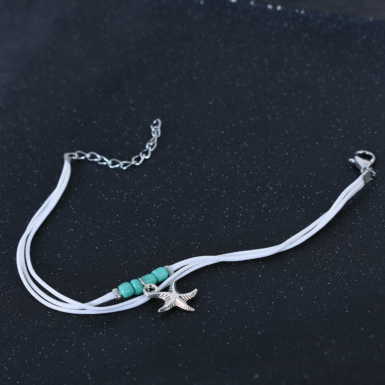 LEAQU Boho Multi-layer Sea Star Pendant Beads Adjustable Anklet