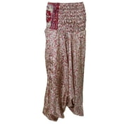 Mogul Women's Jumpsuit Dress Vintage Pink Silk Sari Harem Pants