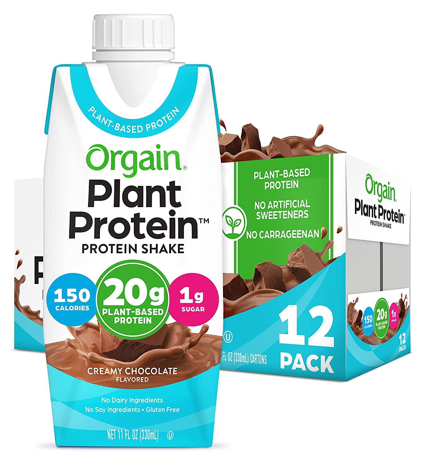 Orgain PlantBased 20g Protein Shake, Creamy Chocolate Ready to Drink