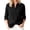 Black, variant on hoksml Women Mandarin Collar Half Button 3/4 Sleeve Blouse Crinkle Textured Loose Shirt for Office Daily Vacation