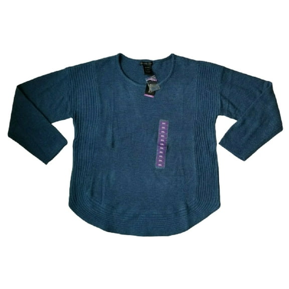 Design History Womens Seam Details Sweater in Vintage Denim Heather, Size XX-Large