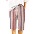 thumbnail image 1 of Zodanni Women Summer Beach Shorts Pocket Capri Pant Hawaii Knee Length Pants Baggy Bottoms Lounge Short Hot Red XL, 1 of 3