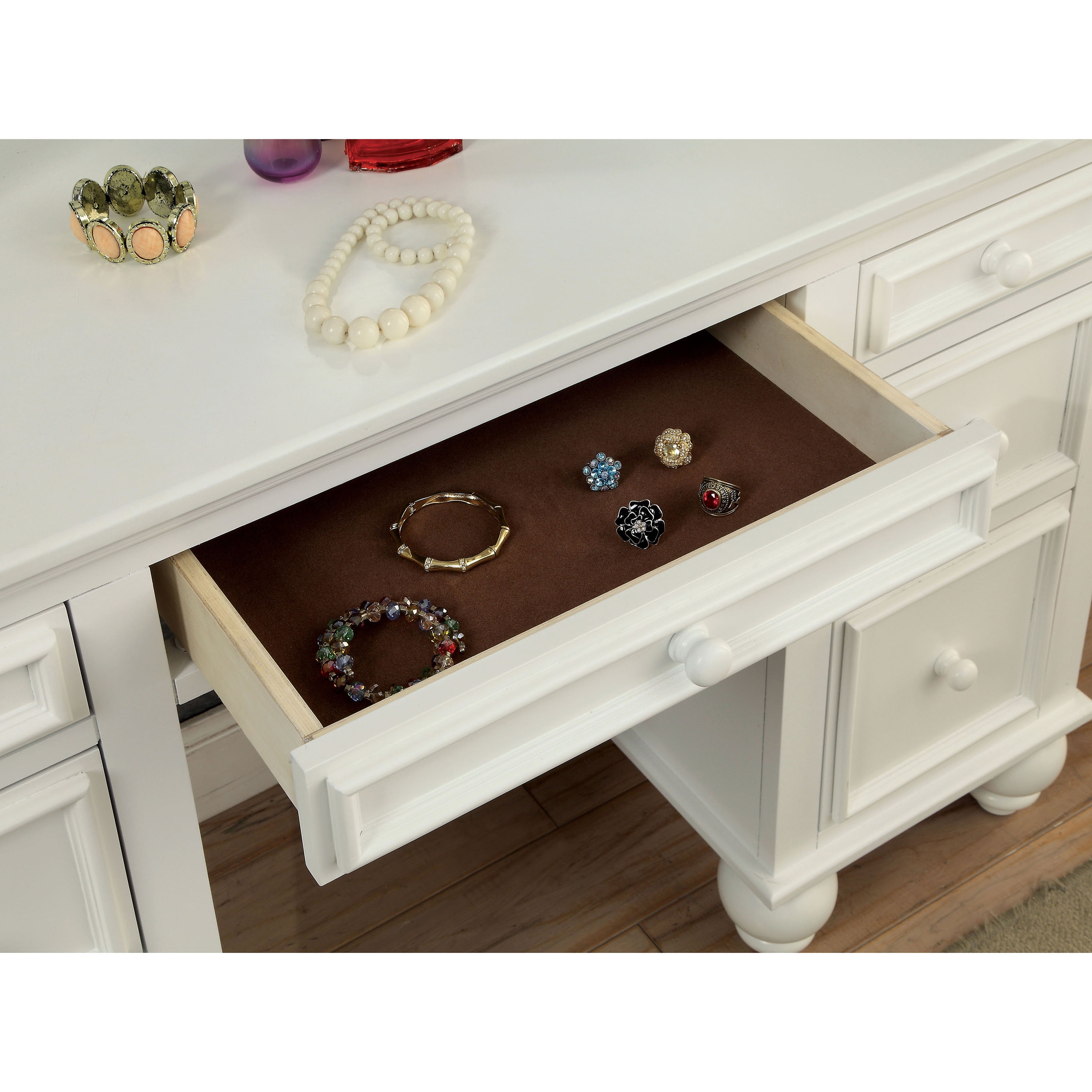 Furniture of America Olivia Transitional 3-Piece Vanity Set, White