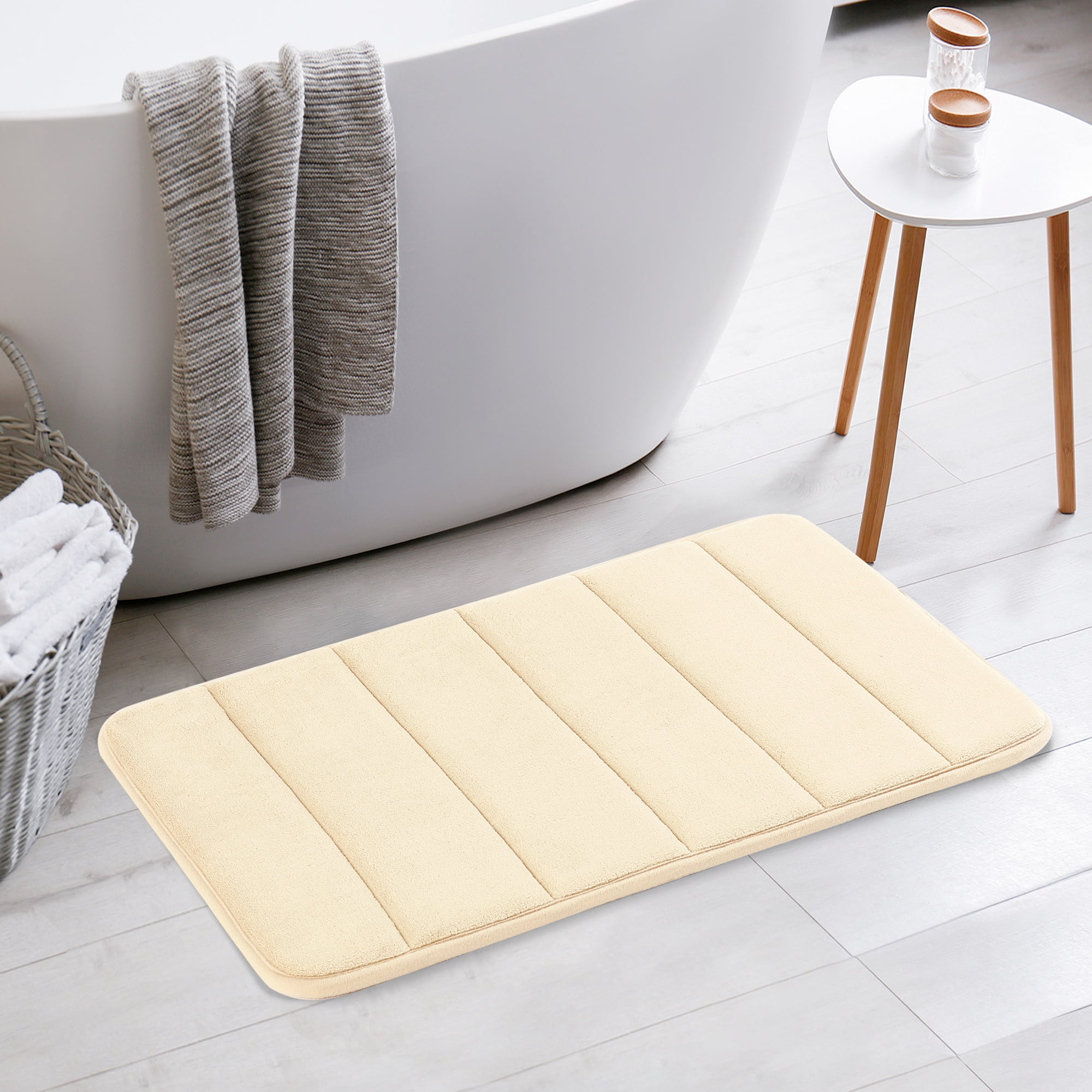 Unique Bargains 2 Pcs Soft Thick Absorbent Quick Dry Bathroom Bath Rugs Non Slip Khaki/Brown 16" x 24"