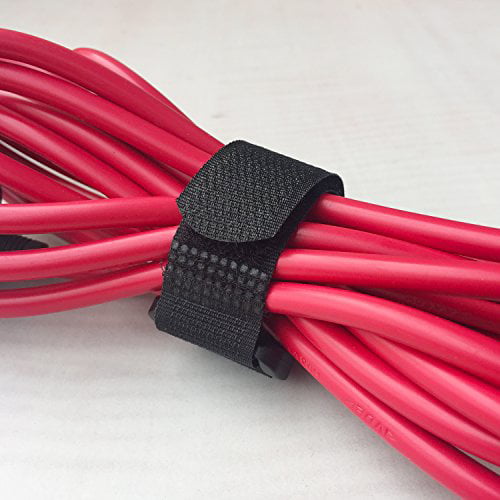 12pc Black Nylon Hook&Loop Fasteners/Straps/Cable Ties,Adjustable,8"/12"/16"/20" 