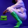 thumbnail image 6 of Steve Madden Idina Green Crocodile Stiletto Knee High Heel Pointed Toe Boots (Green Crocodile, 9.5), 6 of 9
