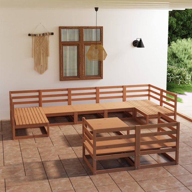 vidaXL Ensemble de Salon de Jardin 10 Pcs en Pin Massif