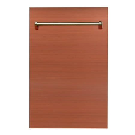 ZLINE - 18" Compact Top Control Built-In Dishwasher with Stainless Steel Tub, 40 dBa - Hand Hammered Copper