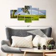thumbnail image 2 of Elephant Stock Rainbow Over Rural House Wall Art - Horizontal Multi Panel Canvas - 5 Pieceliving Room Wall Decor - Photography Nature Multi Panel - Blue And Green Decor - 42" x 19", 2 of 4