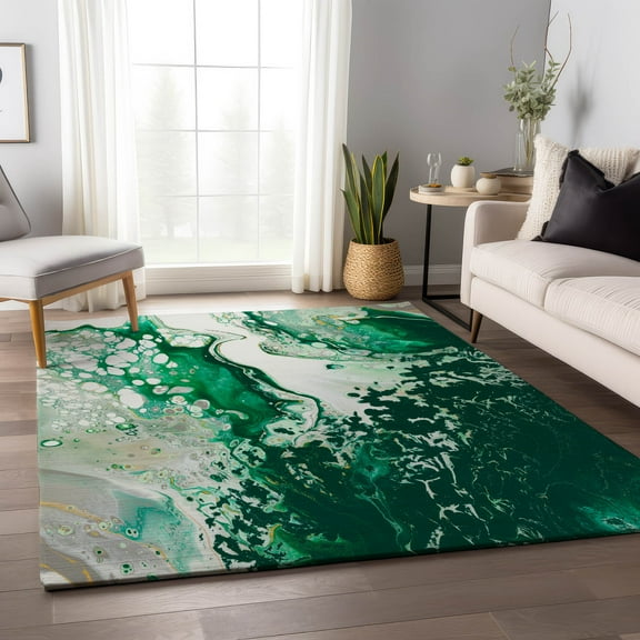 Addison Rugs Mayfield Washable Contemporary Abstract Green Rectangle Rug, 10' x 14'