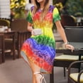 thumbnail image 3 of Uemuo Colorful Tie Dye Print Womens Summer Dress Casual Swing Short Sleeve Sundresses Beach A-line Shift Dress, 3 of 6