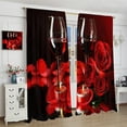 thumbnail image 4 of Rose Blackout Curtains, Romantic Rose Wine Couple Kitchen Living Room Home Curtains Cafe Restaurant Decoration 42x63in, 4 of 6