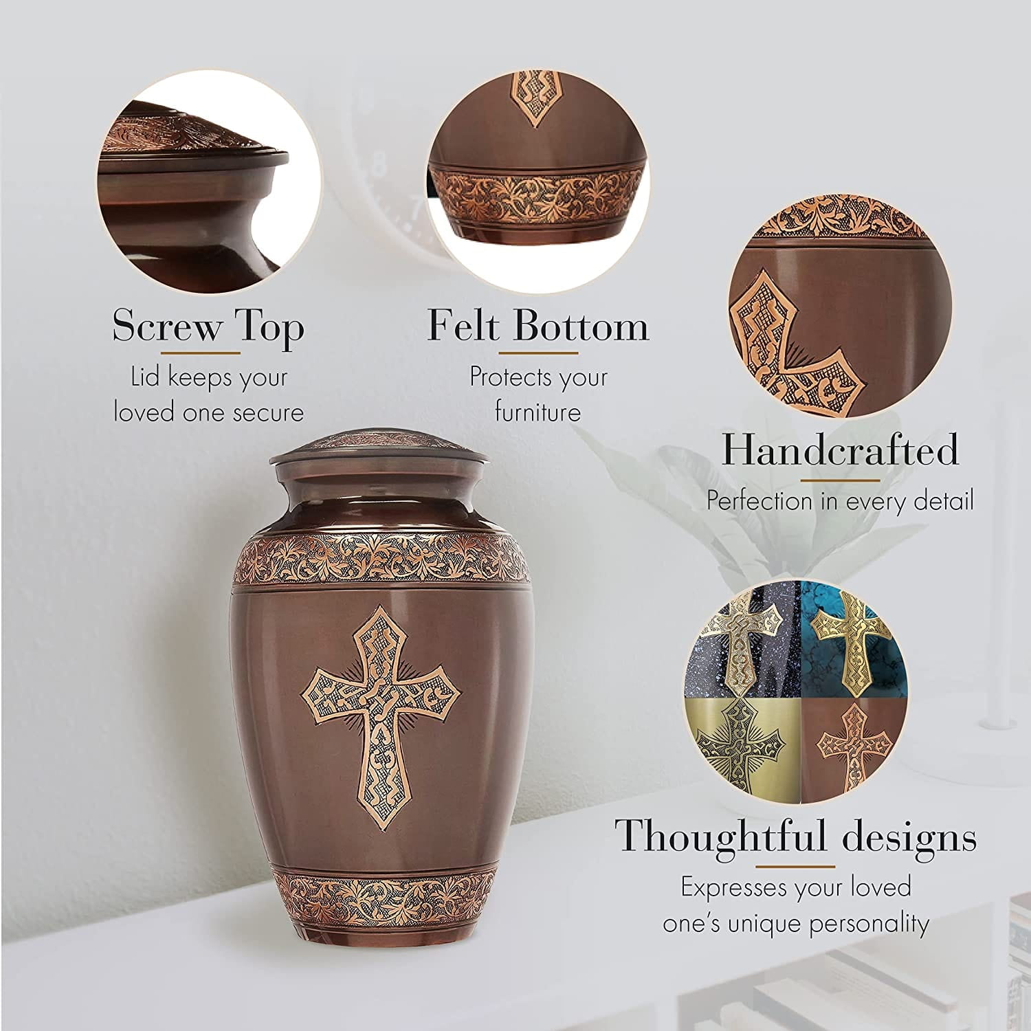 Bronze Cross Urns for Cremation Ashes Large Urn XL or Small Keepsake Urns for Human Ashes & Urns for Human Ashes for Home or Burial Small Urns for Human Ashes