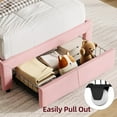 thumbnail image 6 of Twin Size Bed Frame with Bookcase Headboard,Velvet Upholstered Platform Bed with 2 Under-Bed Drawer,Easy Assembly, 6 of 7