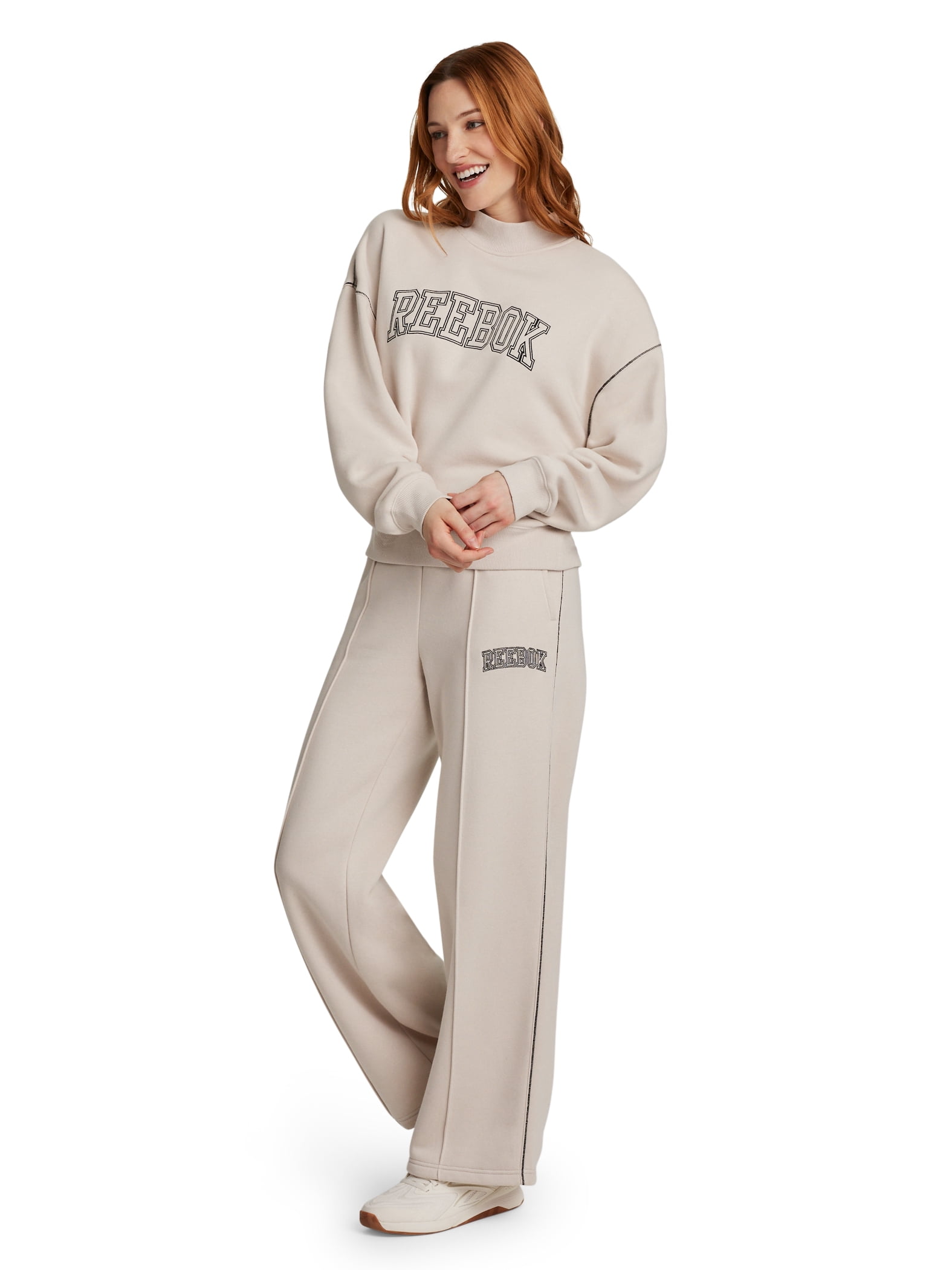 Reebok Women's Game Day Fleece Contrast Stitch Wide Leg Pant, Sizes XS-4X