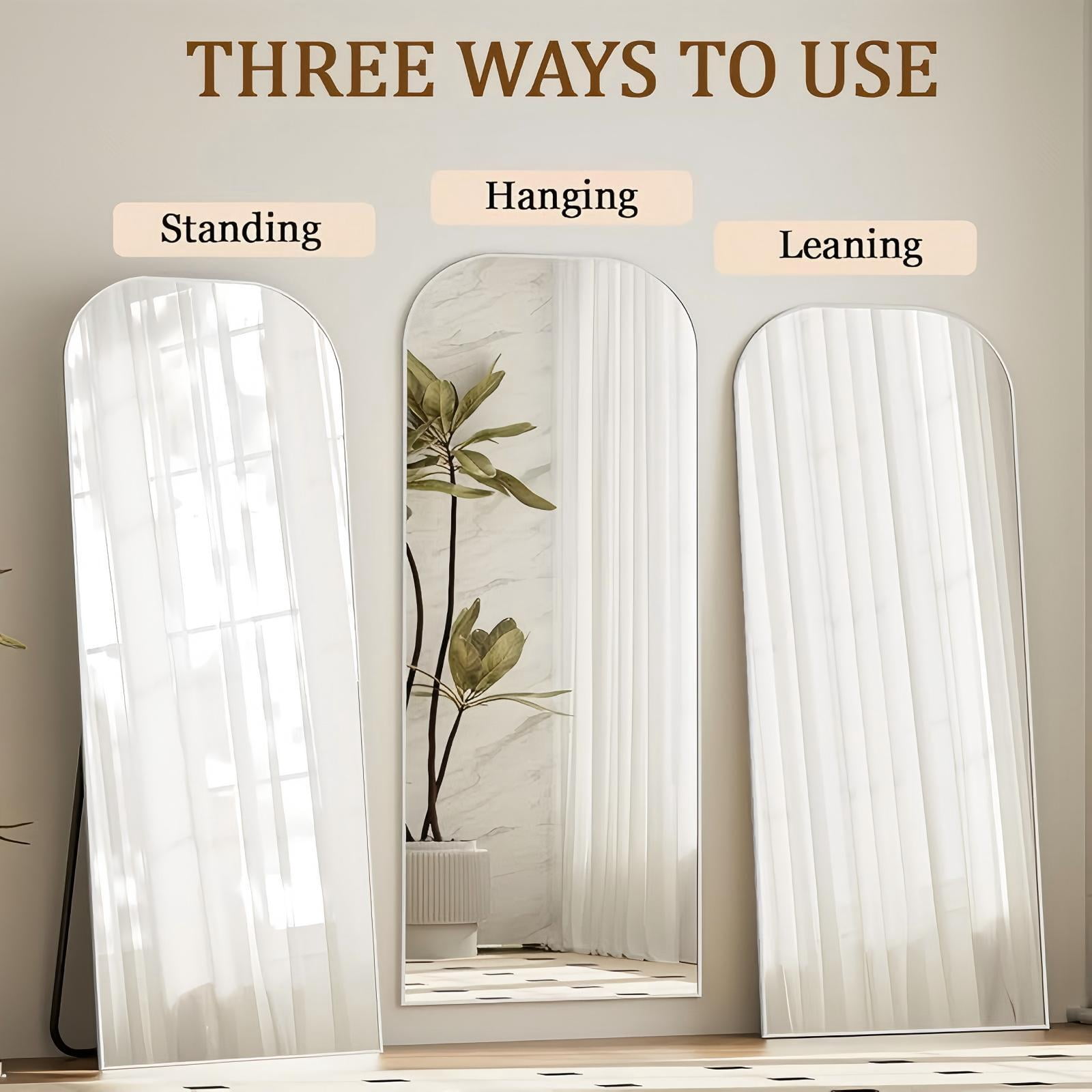 Lumora 71"x 26.1" Rectangular Full Length Mirror Floor Body Mirror with Stand, Sliver