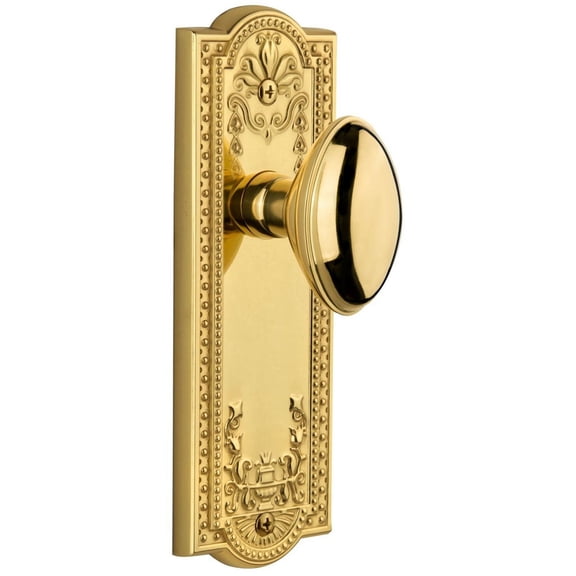 Grandeur Paredn_Sd_Na Parthenon Solid Brass Rose Single Dummy Door Knob - Brass