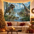 thumbnail image 3 of Tyrannosaurus Rex in a Lush Jungle Valley, Adventurous Digital Art for Dinosaur Fans, Prehistoric Nature Decor, Birthday Gift, Tapestry Wall Hanging for Bedroom and Dorm, 3 of 7