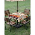 thumbnail image 3 of Outdoor Tablecloth with Umbrella Hole and Zipper, Fallen Maple Leaf Square Table Cloth 60x60 Inch Waterproof Tablecloth, Thanksgiving Red Truck Pumpkin Picnic Table Cover for Patio Camping, 3 of 7