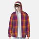 thumbnail image 2 of Balery Orange and Purple Plaid Sudadera ligera de manga larga con capucha y protección solar UPF 50+ para hombre y mujer, ideal para pesca y running-Medium, 2 of 7