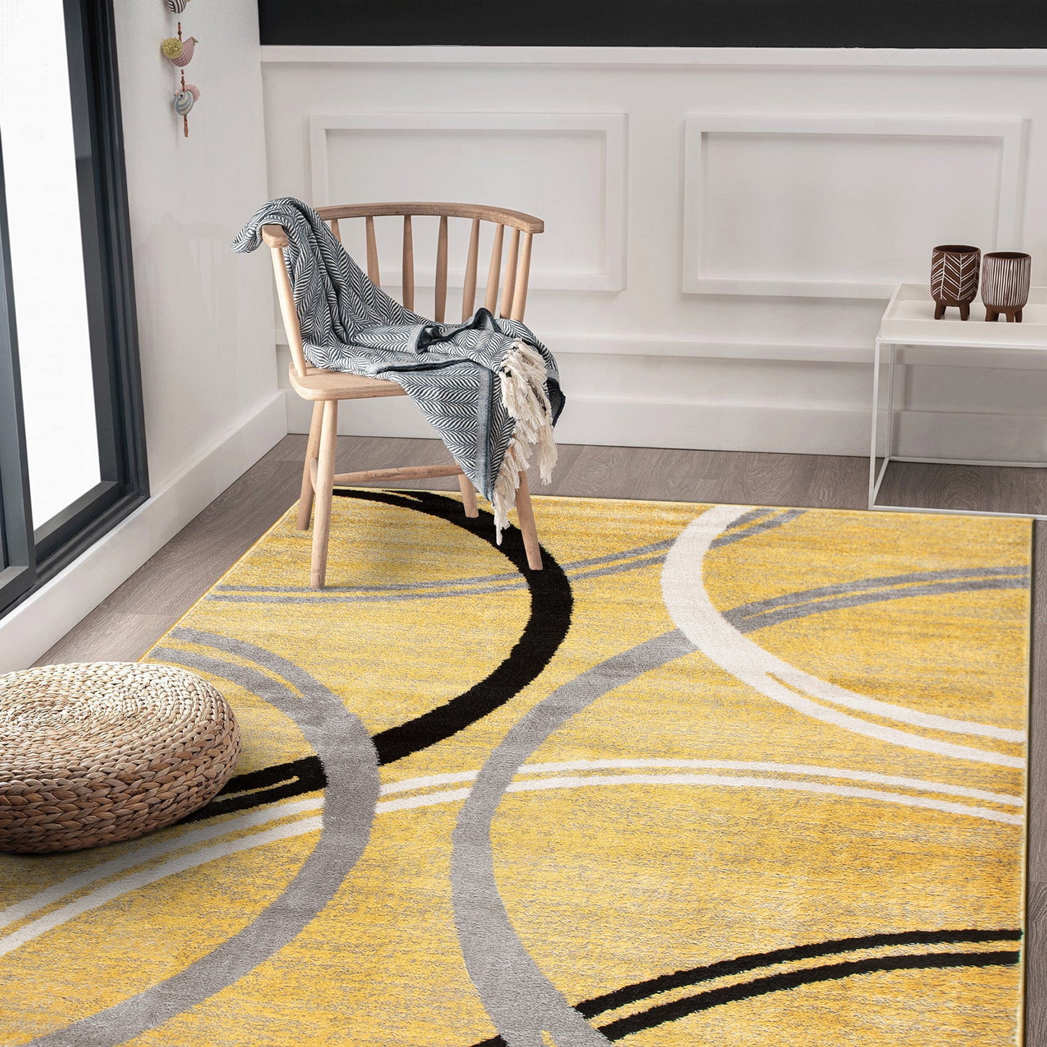 World Rug Gallery Contemporary Abstract Circles Design 6'6